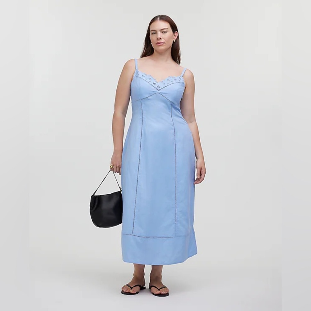 Madewell Sweetheart Midi Dress in Linen-Cotton Blend
